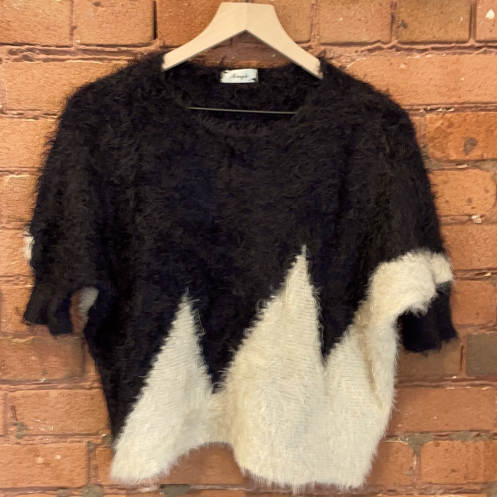 Mingle Black & Ivory Shag Sweater S